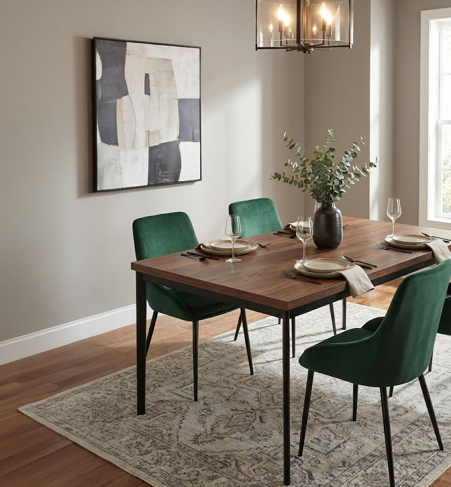 Theo Stol – Mörkgrön sammet med svarta metallben | Modern komfort & design Theo Stol – Mörkgrön sammet med svarta metallben | Modern komfort & design