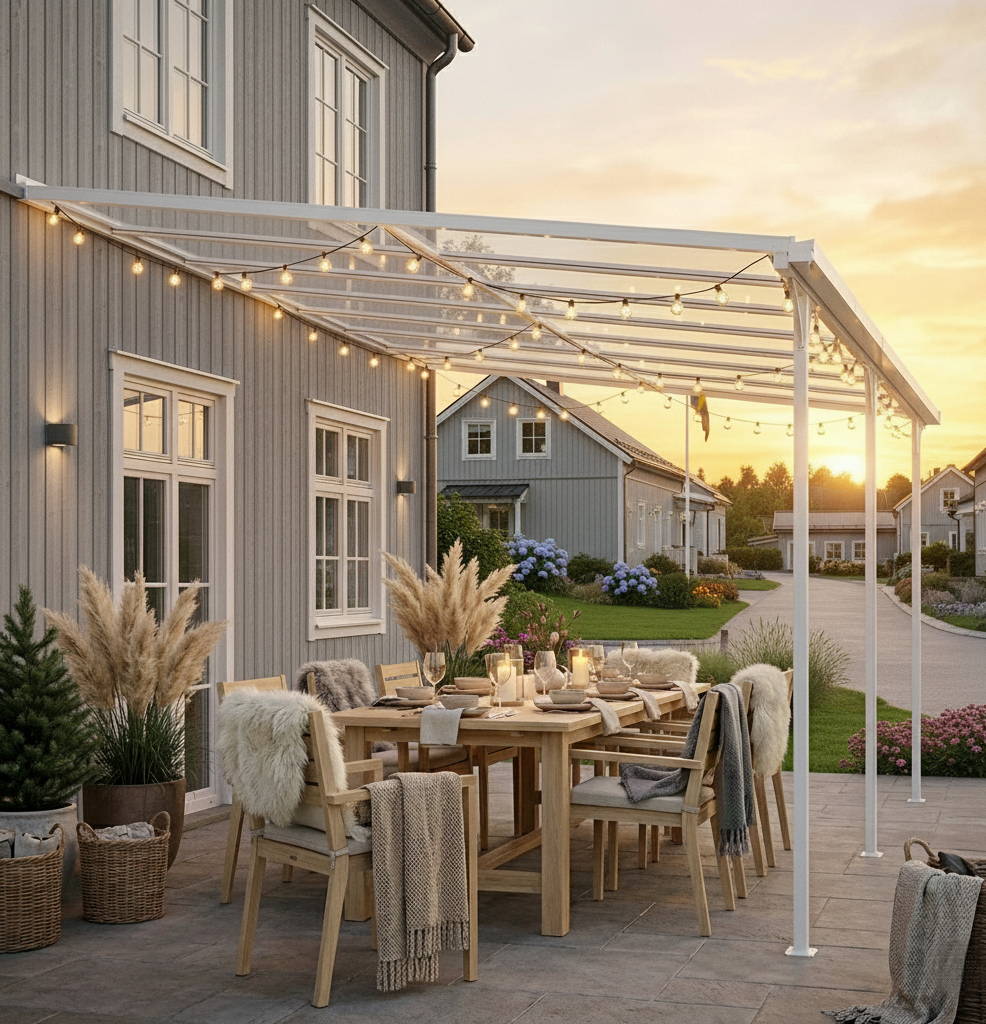 Altantak 5,6x2,5 m |  Aluminiumram med UV-skyddad kanalplast | Vit