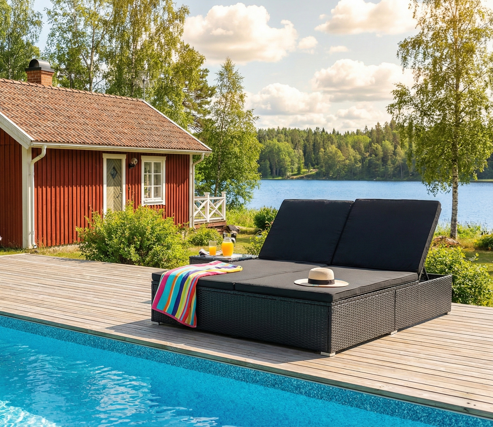 Sols�ng 200�160 cm � Extra bred sols�ng i svart | Glyxn�s