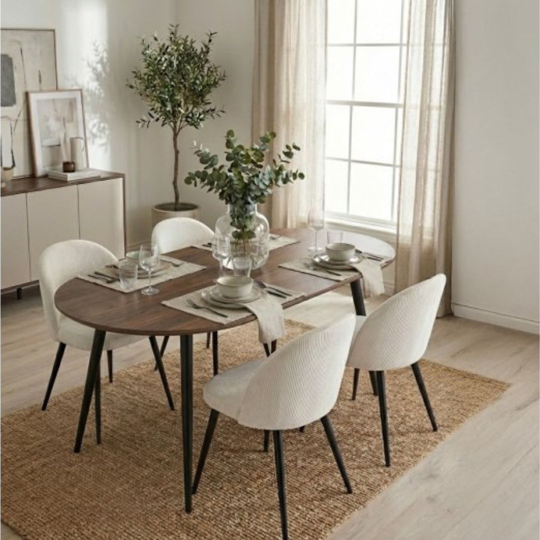 Matstol � Beige Manchester med svarta st�lben | Modern & bekv�m matstol | Alice