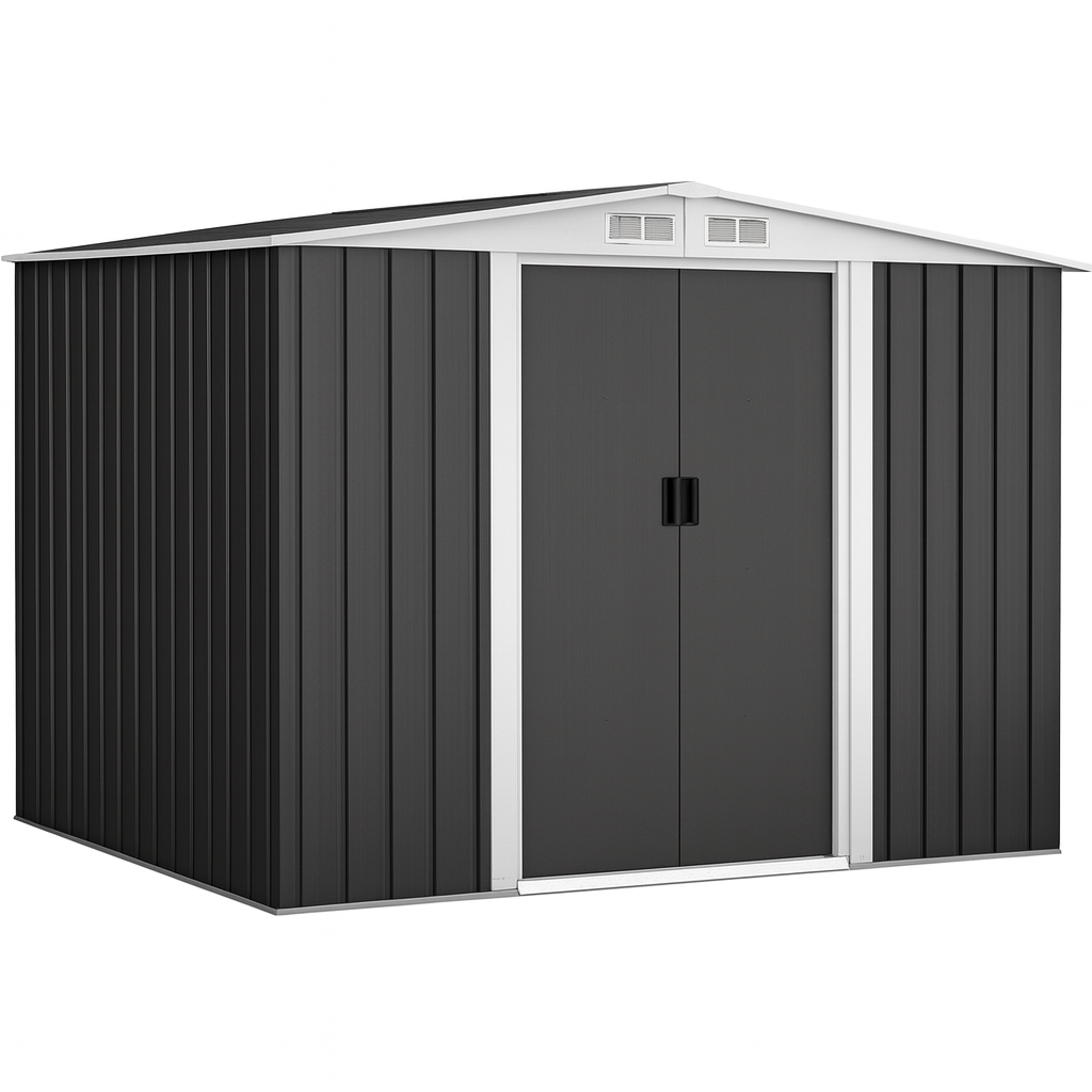 F�rr�d 8,4m� | Metallf�rr�d med skjutd�rrar & fundament | Svart