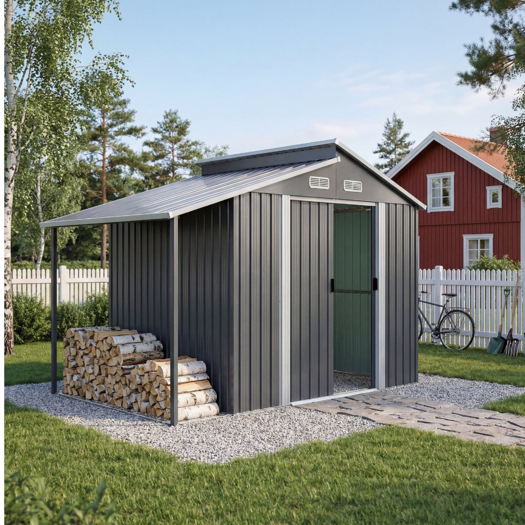 F�rr�d och redskapsbod 5m� | Dubbel Skjutd�rr | 2 i 1 l�sning  | Gr�