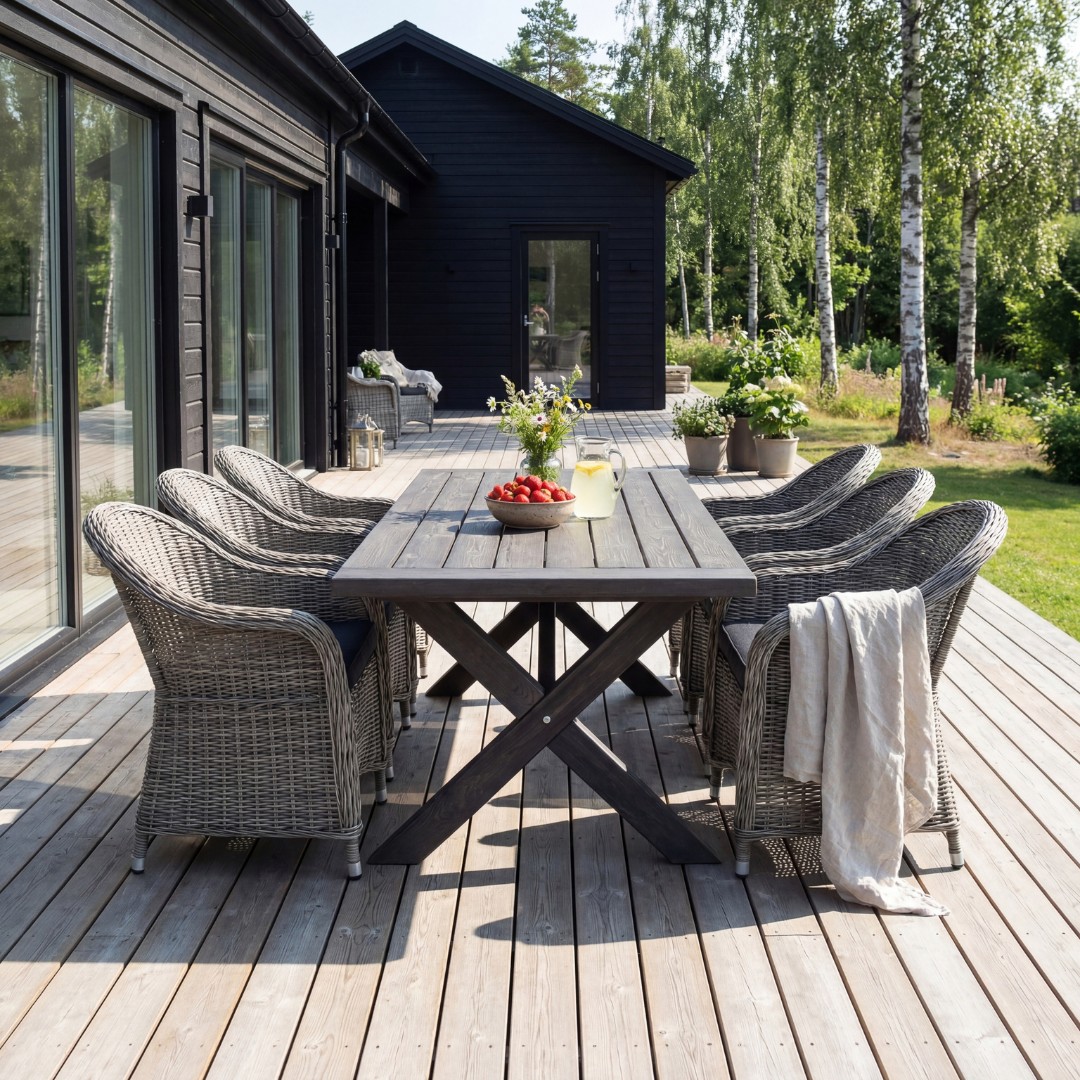 Gråbetsat träbord | 220 cm | Oxford Gråbetsat träbord | 220 cm | Oxford