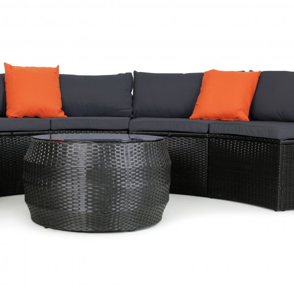 Stor rund loungegrupp | Inbyggd dynfrvaring | 6 sittplatser