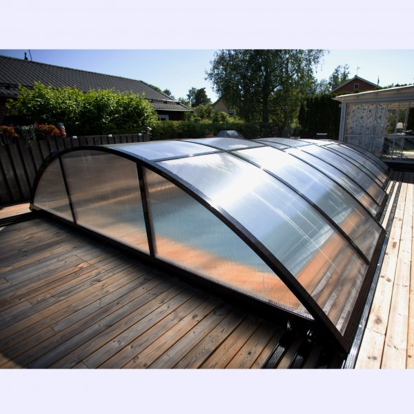 Pooltak 4x8m med sidodörr | Solid polykarbonat 4mm | Svart Pooltak 4x8m med sidodörr | Solid polykarbonat 4mm | Svart