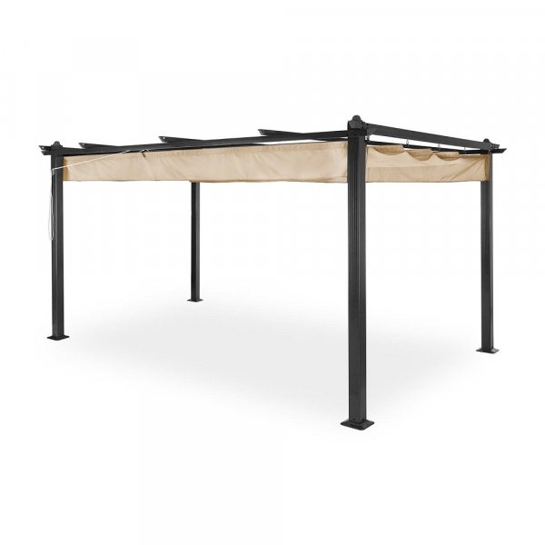 Pergola | 3x4m | M�rkgr� stomme | Beige v�vnad