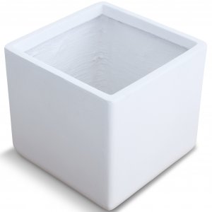 Fiberarmerad utekruka | Kubformad | 50cm | Vit