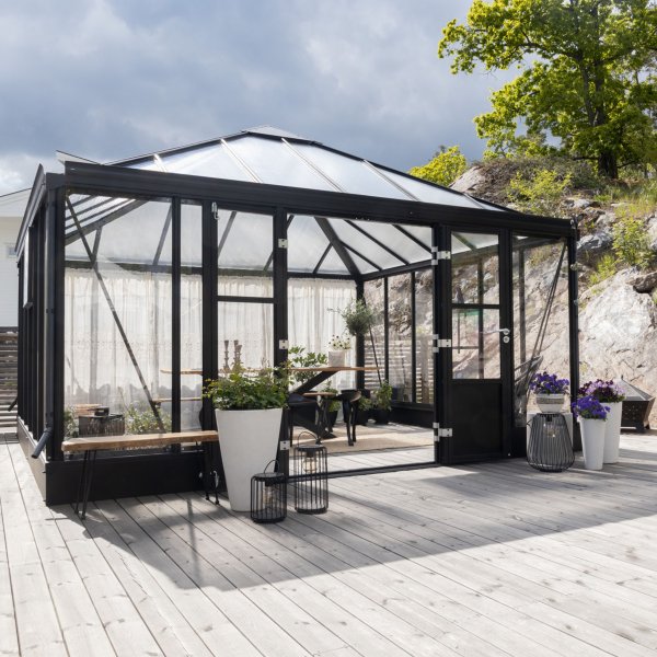 Orangeri och uterum 19,2m | Kvadratiskt premium-vxthus
