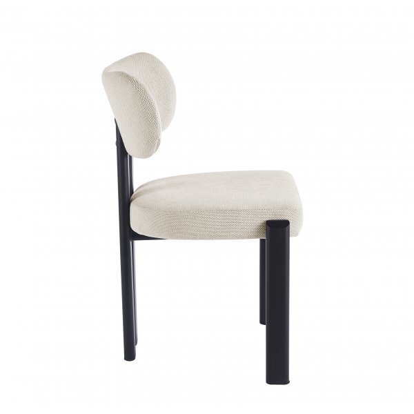 Matstol i beige tyg med svarta metallben | Callum 4-Pack