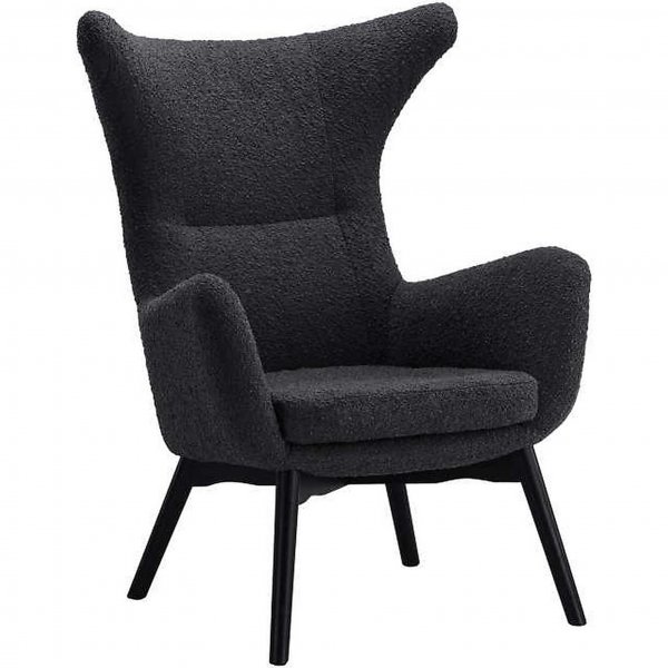 Elegant textilf�t�lj med h�g rygg | Boucl� Gr� | Kim