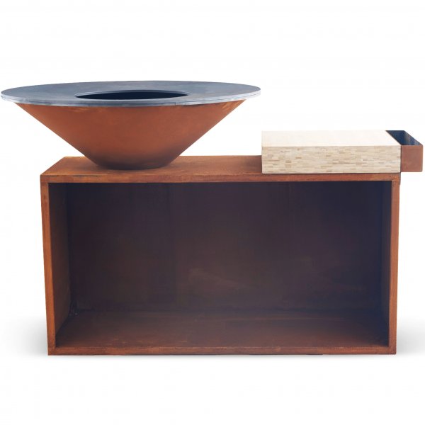 Vedeldad grill i cortenstål med skärbräda | Vemdalen Vedeldad grill i cortenstål med skärbräda | Vemdalen