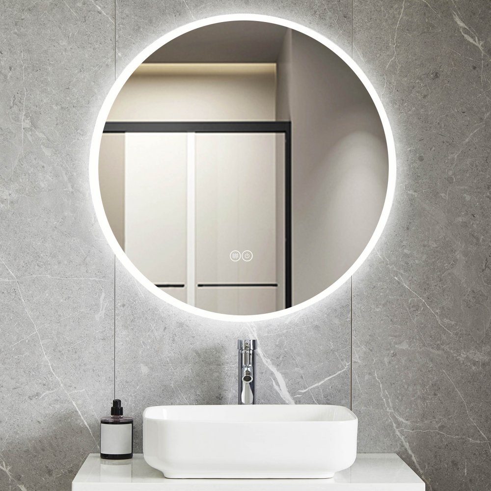Rund badrumsspegel 80cm med LED-lyse | Anti-fog & touch-styrning | Rund badrumsspegel med LED-belysning