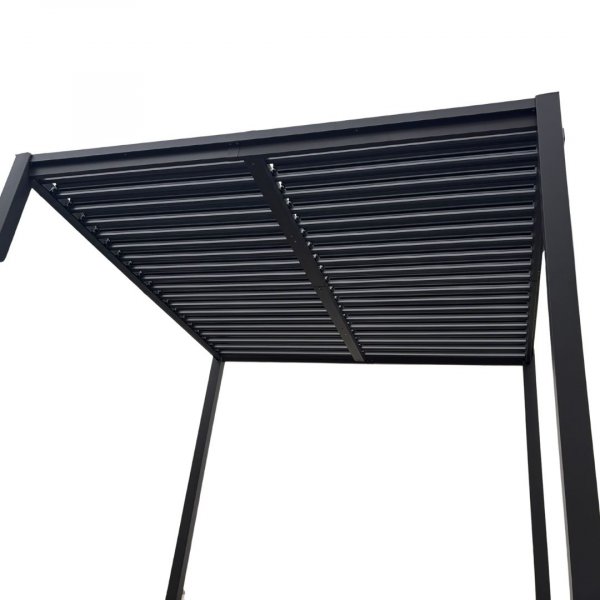 Pergola 3x3 m med lamelltak | Gr� st�lpergola f�r uteplats
