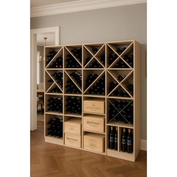 Vinstll fr 79 vinflaskor i naturlig furu | 120x60 cm | Arvino