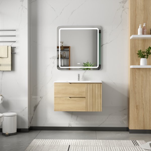 Badrumspaket | Kommod 80cm | Rektangulär LED-spegel | Milan Badrumspaket | Kommod 80cm | Rektangulär LED-spegel | Milan