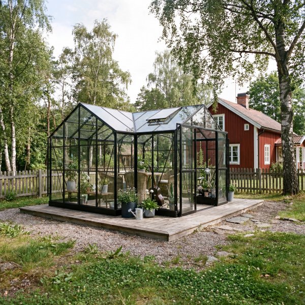 T-format v�xthus 12,4 m� | 4 mm s�kerhetsglas & 6 mm polykarbonat | 5 �rs ramgaranti