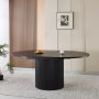 F�rl�ngningsbart runt matbord 140�180 cm i svartbetsad ek med plats f�r 6�8 personer | Astrid