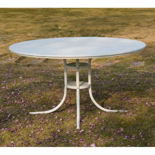 Rund matgrupp utomhus 6 stolar | �135 cm | Vit � Gl�nta