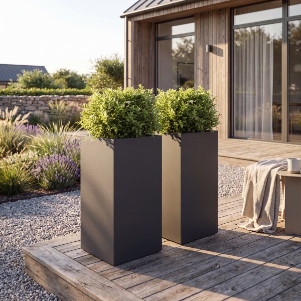 H�g bloml�da 30�30�60 cm | Svart galvaniserat st�l