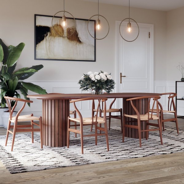 PiPi Matbord 240 cm – Oval valnötsfanér | Handgjort bord i massivt trä & MDF PiPi Matbord 240 cm – Oval valnötsfanér | Handgjort bord i massivt trä & MDF