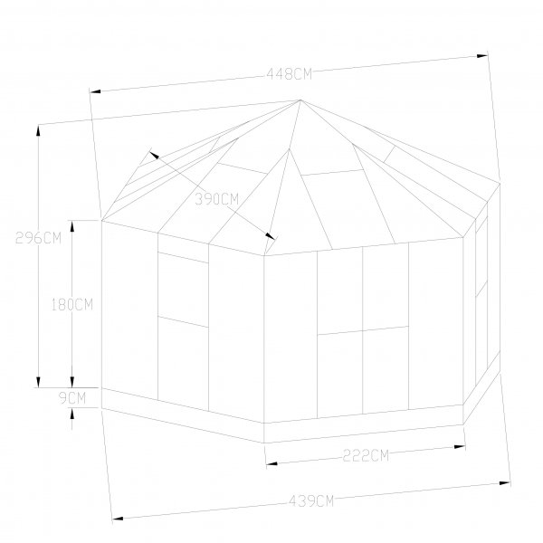 Orangeri och lusthus 12,6m² | Sexkantigt växthus | 4mm säkerhetsglas Orangeri och lusthus 12,6m² | Sexkantigt växthus | 4mm säkerhetsglas