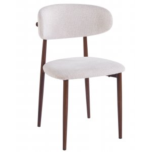 Matstol i beige tyg med valnötsfärgad stomme, 4-pack | Ingrid Matstol i beige tyg med valnötsfärgad stomme, 4-pack | Ingrid