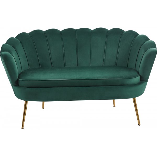 Soffa 2-sits | Sammet, vågformat ryggstöd & mässingsdetaljer | Kingsley Grön Soffa 2-sits | Sammet, vågformat ryggstöd & mässingsdetaljer | Kingsley Grön