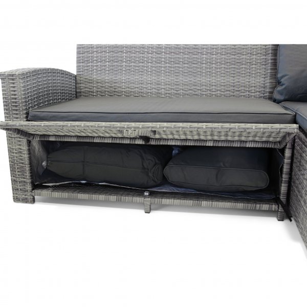 Soffgrupp utemöbler | Inbyggd förvaring | Grå konstrotting | Sannäs Soffgrupp utemöbler | Inbyggd förvaring | Grå konstrotting | Sannäs