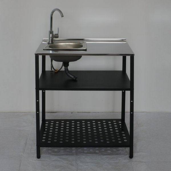 Tvättställ i galvaniserat stål med handfat & kran | Utomhus | 80×50×90 cm Tvättställ i galvaniserat stål med handfat & kran | Utomhus | 80×50×90 cm