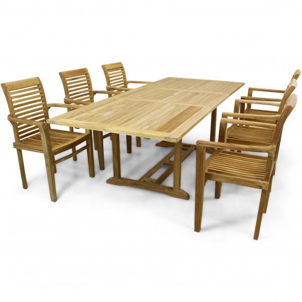 Frlngningsbart utebord 180-240 cm | 6 stolar | Premiumteak