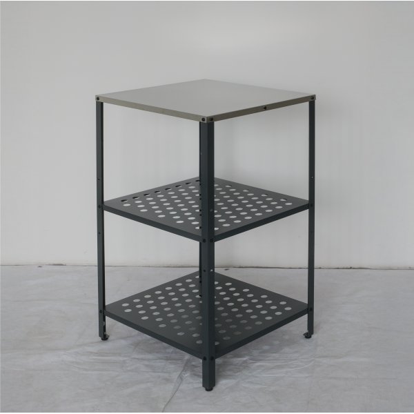 V�xthusbord i galvaniserat st�l | 3 hyllplan | Arbetsbord f�r v�xthus | Svart