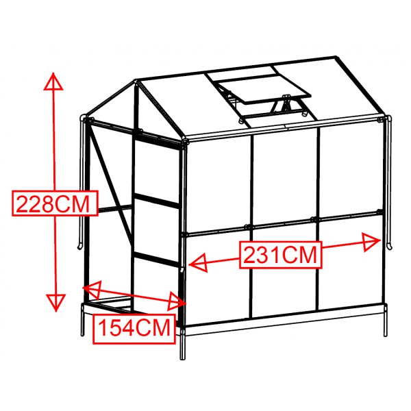 Vxthus med adaptiv drrplacering 3,5m | 4mm skerhetsglas | Svart