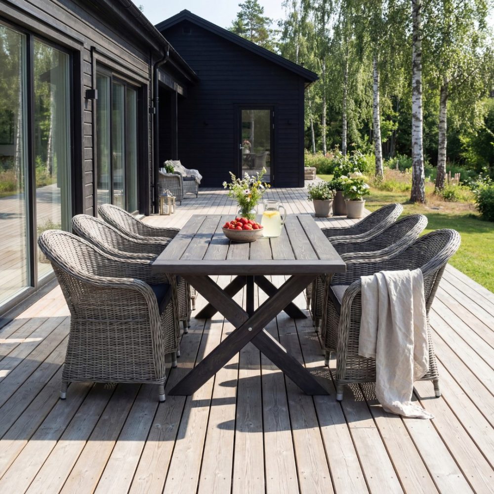 gråbetsat träbord   220 cm   oxford