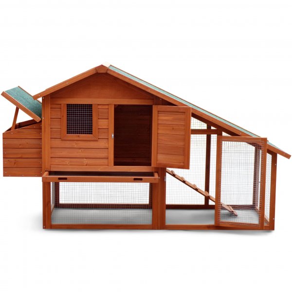 Stort hönshus med hönsgård | Lättstädat | Färdig byggsats | 2x0,7x1,1m Stort hönshus med hönsgård | Lättstädat | Färdig byggsats | 2x0,7x1,1m