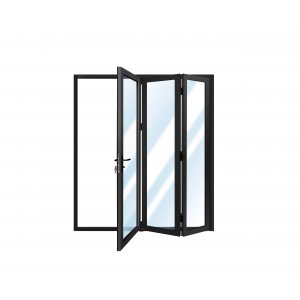 Vikdörr altan 2,43 x 2,43 m | Dubbelglas | Mörkgrå aluminium | Låg tröskel 18 mm Vikdörr altan 2,43 x 2,43 m | Dubbelglas | Mörkgrå aluminium | Låg tröskel 18 mm