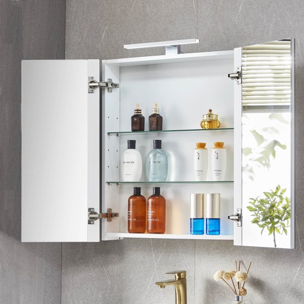 Spegelskåp 60x70cm | LED-belysning och dubbla speglar Spegelskåp 60x70cm | LED-belysning och dubbla speglar