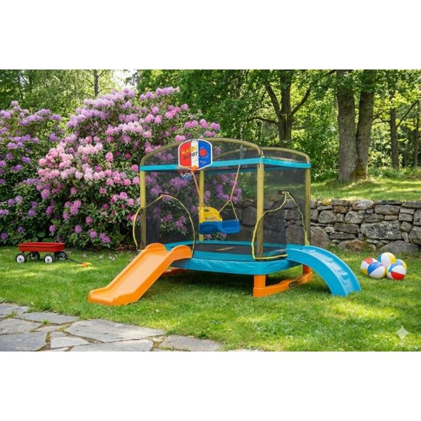 Rektangulär studsmatta 180×130 cm – PE-säkerhetsnät, 32 fjädrar & stabil stålkonstruktion Rektangulär studsmatta 180×130 cm – PE-säkerhetsnät, 32 fjädrar & stabil stålkonstruktion