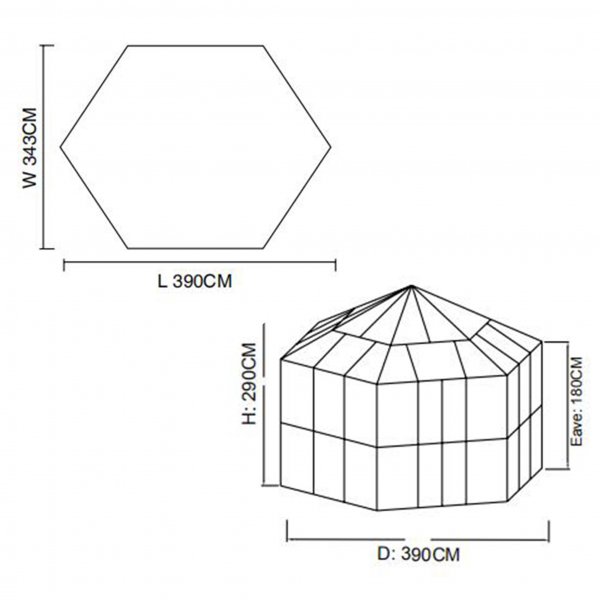 Orangeri/Lusthus 10m² | Sexkantigt växthus | Säkerhetsglas Orangeri/Lusthus 10m² | Sexkantigt växthus | Säkerhetsglas