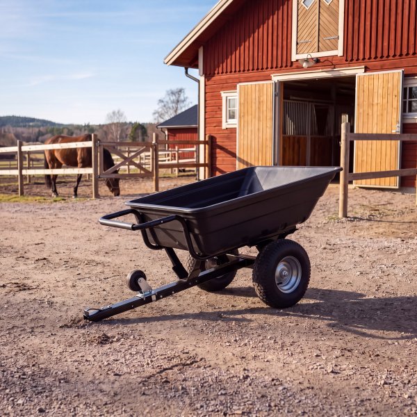 Transportvagn med tippfunktion | 300KG Lastkapacitet & terr�nghjul | Skjut & dragbar | Svart
