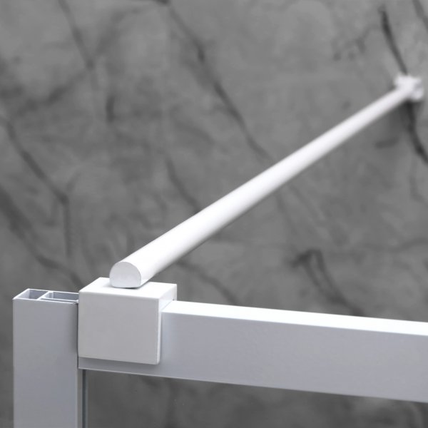 Stilren duschvägg med vit spröjs | 6mm säkerhetsglas Stilren duschvägg med vit spröjs | 6mm säkerhetsglas