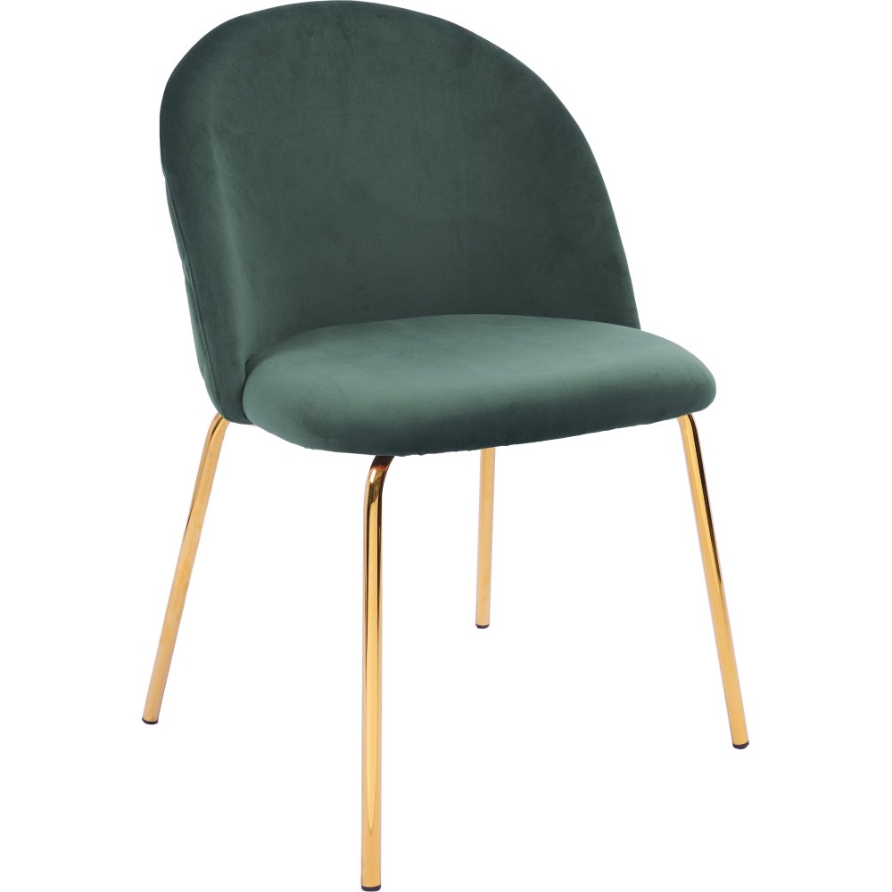 Matstolar i m&ouml;rkgr&ouml;n sammet med diamantm&ouml;nster och m&auml;ssingsben, 2-pack  Plaza Velvet