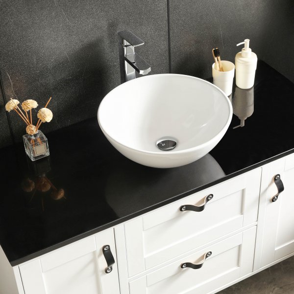 Stor kommod 120cm med tvättställ | Bänkskiva i svart marmor | Alto Stor kommod 120cm med tvättställ | Bänkskiva i svart marmor | Alto