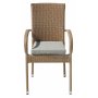 Majken stapelbar utestol med dyna - Naturfrgad konstrotting med beige sittdyna
