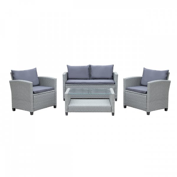 Exklusiv Loungegrupp | H�rnsoffa med bord | Gr� konstrotting | Stockholm