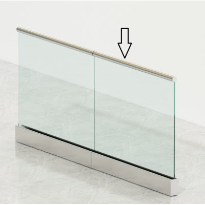 Aluminiumräcke för stolpfritt glasräcke | 51 mm Rund Tub | Passar till modellen Julius