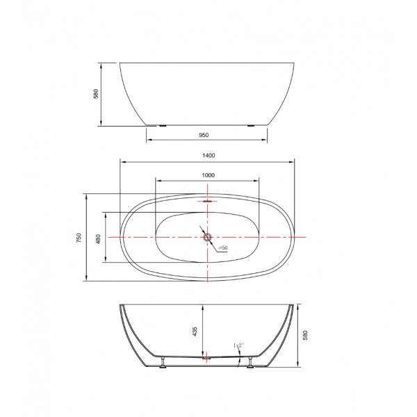 Badkar 140cm | Fristående badkar i akryl | Elektra Badkar 140cm | Fristående badkar i akryl | Elektra