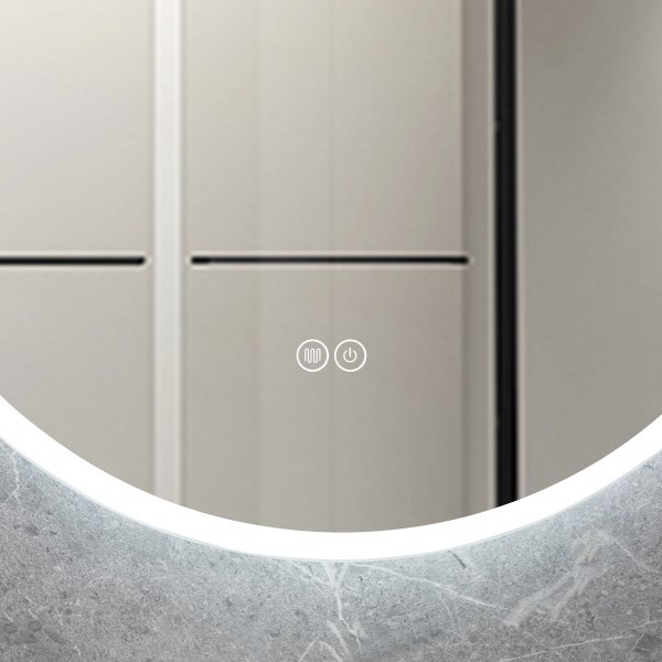 Rund badrumsspegel 60cm med LED-lyse | Anti-fog & touch-styrning