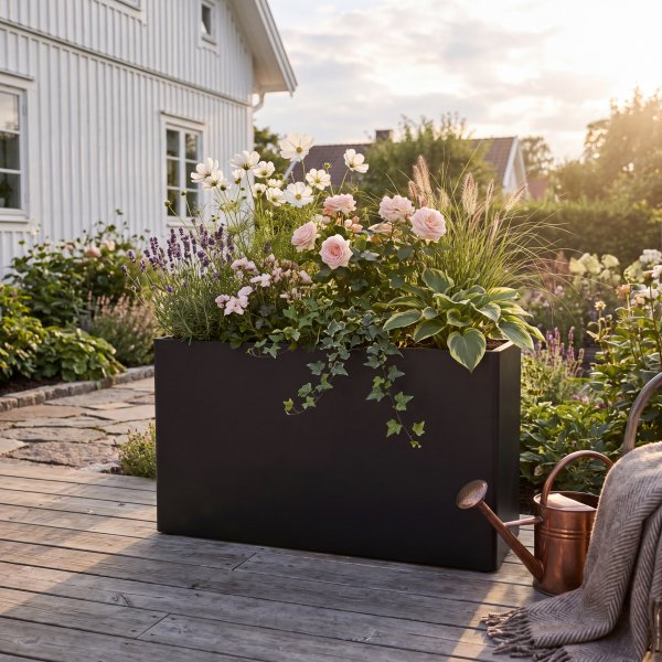 Bloml�da 120�30�60 cm | Svart galvaniserat st�l