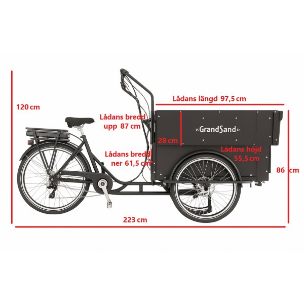 Extra stor el-Lådcykel | Cargobike med Kapell, 250W Motor & LG-Batteri | Svart Extra stor el-Lådcykel | Cargobike med Kapell, 250W Motor & LG-Batteri | Svart