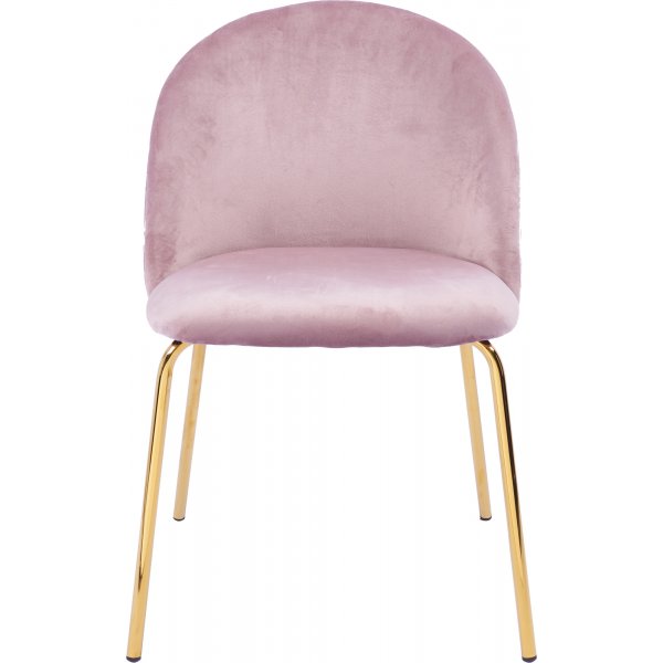 Matstolar i ljusrosa sammet med diamantmönster och mässingsben, 2-pack | Plaza Velvet Matstolar i ljusrosa sammet med diamantmönster och mässingsben, 2-pack | Plaza Velvet
